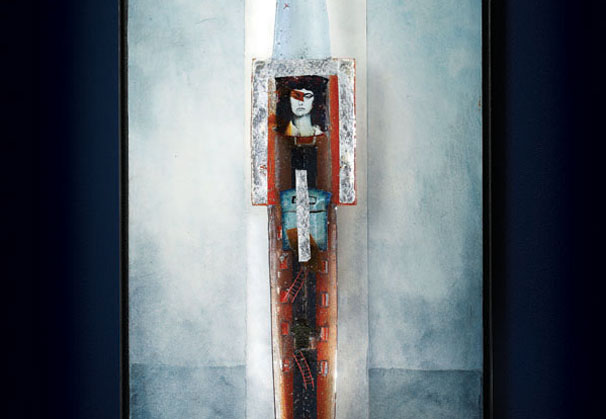 <i>Escape</i>, 2011; sand-casted glass; 48 x 24-3/4 x 5-1/4 inches