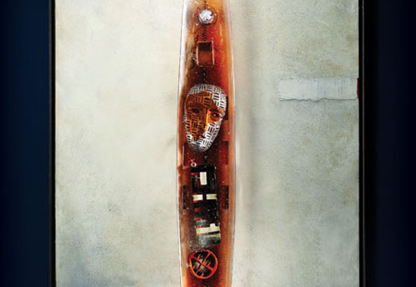 <i>Frontier to Pass</i>, 2011; sand-casted glass; 48-1/2 x 24-1/2 x 4-1/2 inches