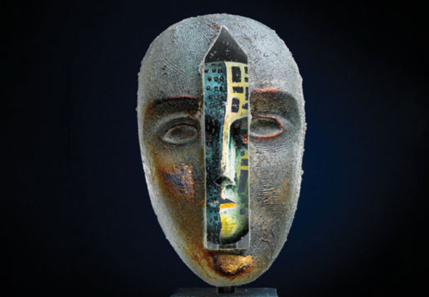 <i>Head 6</i>, 2010; sand-casted glass; 7-4/5 x 4-3/4 x 8-1/4 inches