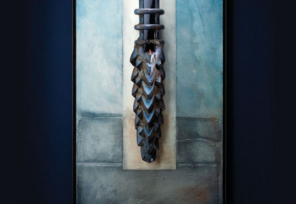 <i>Embrace</i>, 2011; sand-casted glass; 48 x 24-1/2 x 6-1/8 inches