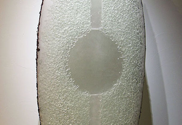 <i>Center</i>, 2009; 78 x 22 x 15 inches; pâte de verre glass and electroplated copper with bronze base