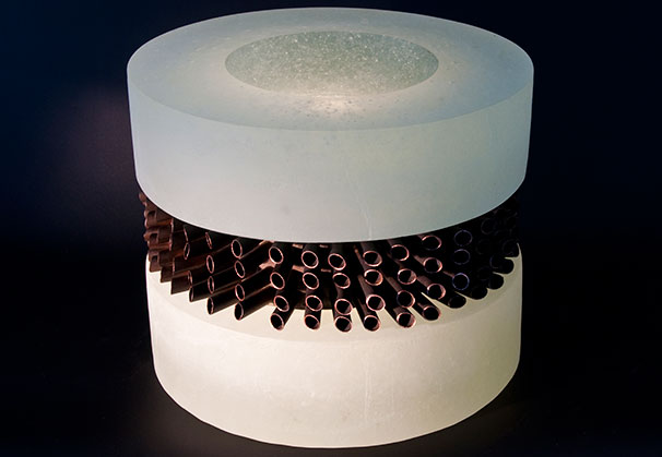<i>Quills</i>, 2014; 13 x 12 inches; cast glass and copper