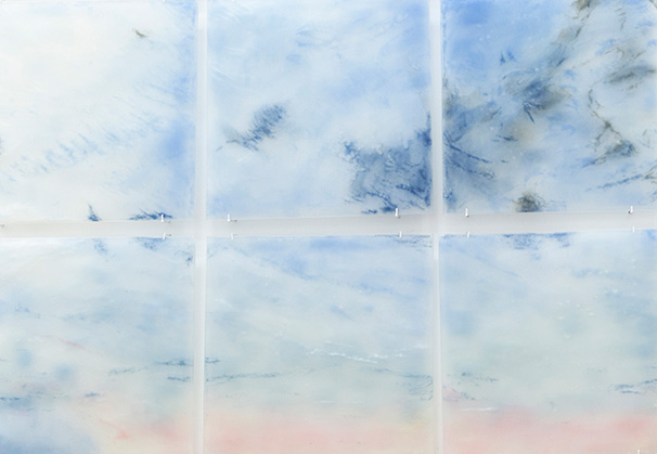 <i>Cadence</i>, 2018; 62 x 62 x 1 inches; kiln-formed glass
