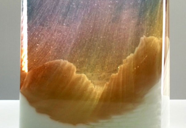 <i>Desert Sunset 115</i> 2026; 12 x 7 x 2 inches; kilnformed glass sculpture 