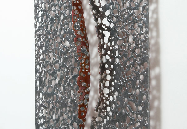 <i>Fissure II</i>, 2013; 23.5 x 13.5 x 2 inches; kiln formed cast glass