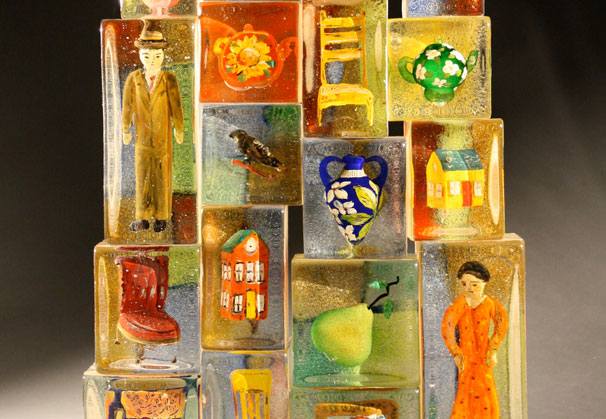 <i>Marriage Collection</i>, 2012; 24 x 18 ½ x 5 ½ inches; assembled sand cast glass with sculpted and painted inclusions
