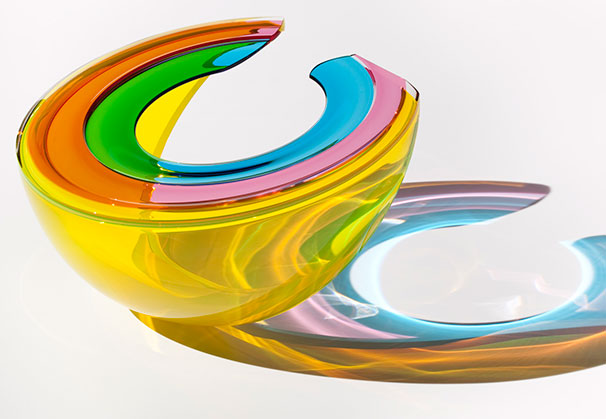 <i>Solstice Halo</i>, 2016; 8 x 13.75 x 13 inches; blown, cut and polished glass (photo by Jeff Curtis)
