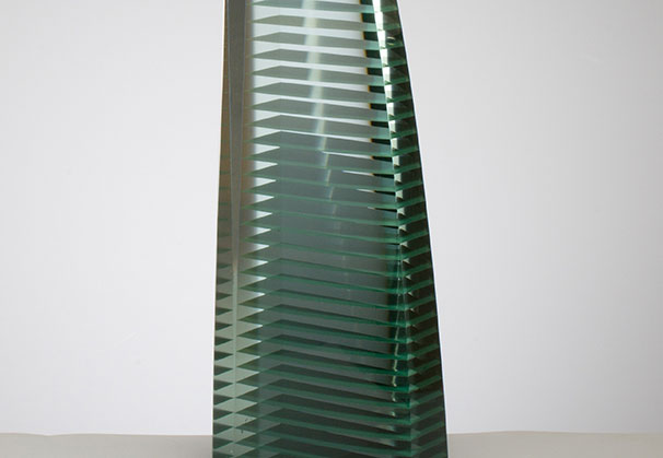 <i>Wind</i>, 2017; 18.75 x 5.5 x 3.5 inches; painted, laminated, cut glass