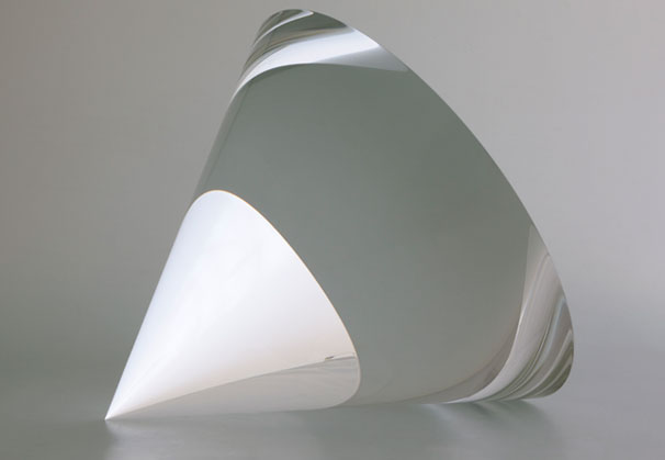 <i>Clear Cone II</i>>, 2012, clear optic glass, edition 1 of 6, 12x14x13.5 inches. Photo: Michal Motycka and Martin Vican