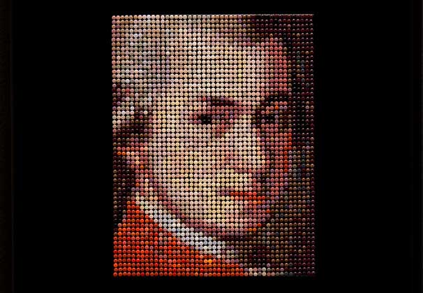 <i>Mozart</i>, 1819, after Kraft; 2010; 16 x 10.5 inches; fused glass