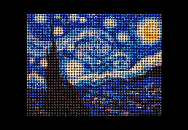 <i>Starry Night</i>, 1889, after van Gogh; 2012; 17.25 x 17.25 inches; fused glass