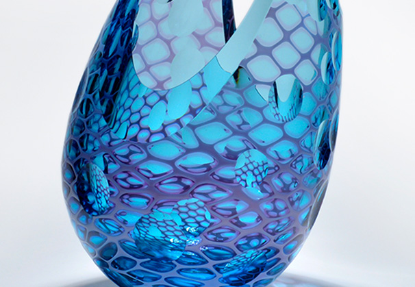 <i>Tidal</i>; 16 × 9.5 × 9.5 inches; blown and cut glass