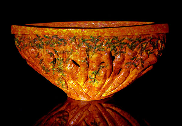 <i>Carrot Bowl</i>, 9 x 19 x 6 inches, cast glass