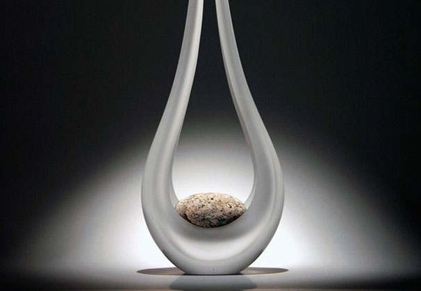 <i>Smoke on the Water</i>; 42 x 8 x 3 inches; blown and carved glass