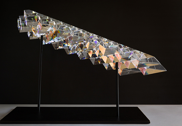 <i>Borealis</i> (side view); 15.5 x 22.5 x 11 inches; cut and polished glass