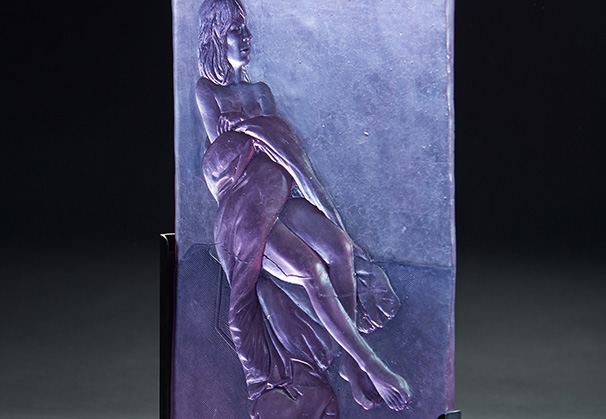 <i>Lynsey</i> (bas relief), 2013; 25 x 17 x 12 inches; cast glass, steel