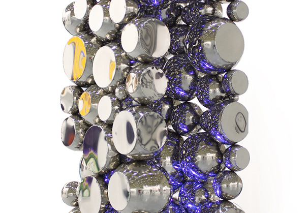 <i>Infinity B45</i>, 2023; 18 x18 x 35 inches; stainless steel

