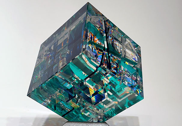 <i>Aquamarine Study</i>; 5.5 x 3 inches; cold worked glass