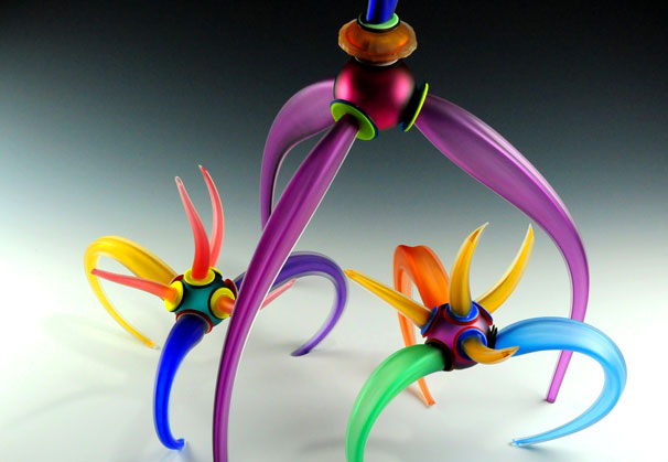 <i>Lo-boy and Spikeballs</i>, 2013; 4 1 inches; blown glass