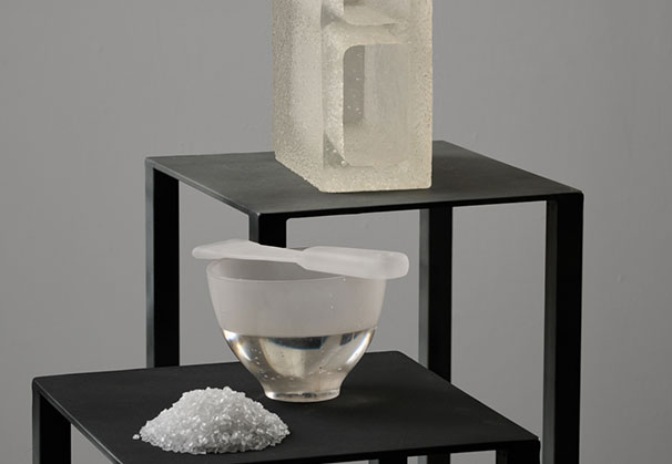 Untitled, 2025; Brick: 7 3/8 x 3 7/8 x 15 1/4 inches; lead crystal glass