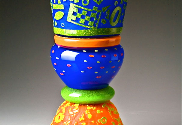 <i>Lapis Vessel</i>; 22 inches tall; glass