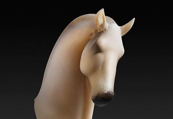 <i>Inquisitive</i>, 2022; 17 x 6 x 8.5 inches; blown and hot sculpted glass. Photo by Dan Fox.