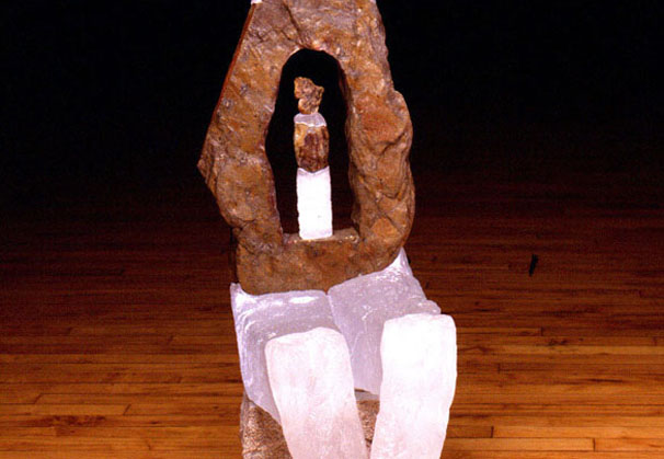 <i>Inner One</i>, 2003; 46 x 28 x 18 inches; cast glass and stone