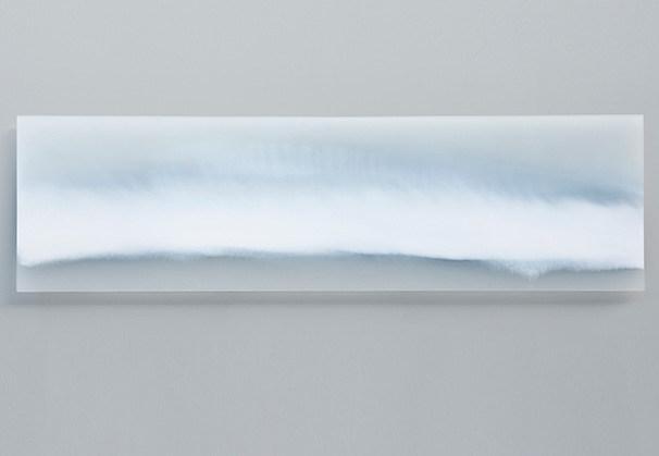 <i>continuum</i>, 2020; 520h x 1883w x 60d millimeters; kiln formed & cold worked glass wall panel
