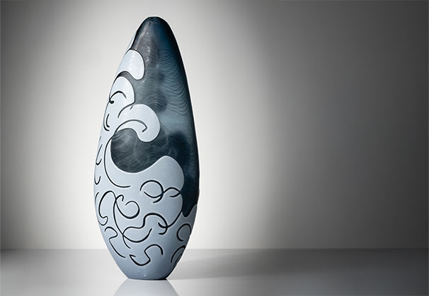 <i>Cascade Series III</i>, 2026; 570 x 230 x 130 millimeters; blown and carved glass. Photo Isobel Markus-Dunworth