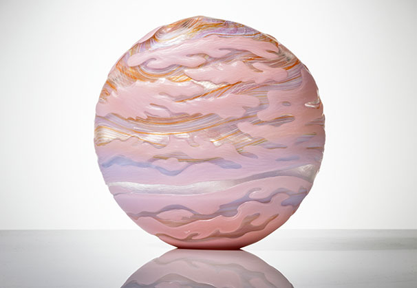 <i>Rise Series II</i>, 2026; 310  x 300 x 100 millimeters; blown and carved glass. Photo Isobel Markus-Dunworth