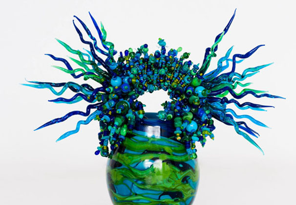 <i>Gulf Coast Amulet Basket</i>, 2012; 12 x 15 inches; blown and torch worked glass