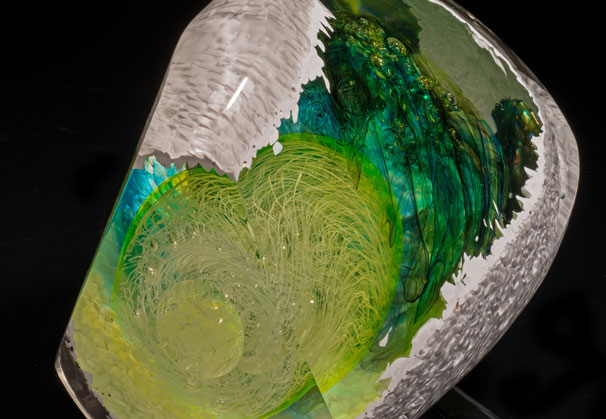 <i>Geode #7</i>, 2013;  7 x 10.25 x 7 inches; blown, coldworked glass