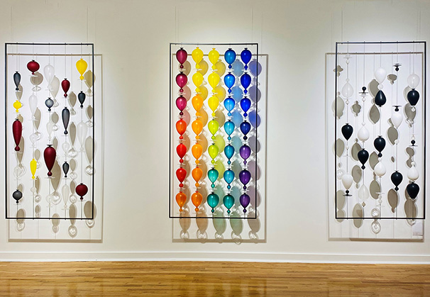 Triptych of <i>Dreaming Veronese</i>, <i>Hommage a Venini</i>, <i>Veronese Deconstructed</i> (first installed at Palazzo Loredan during Venice Glass Week), 2017; 71 x 35.5 x 5 inches each; free blown and carved glass, steel