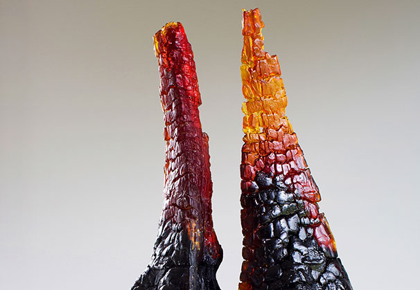 <i>Early Wildfire</i>; 20 x 9 x 9 inches; cast crystal
