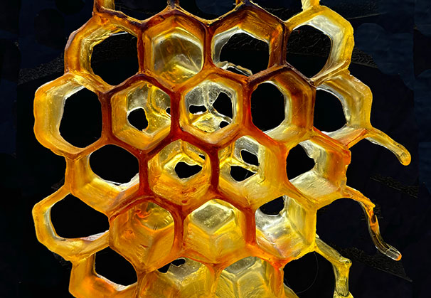 <i>Honey Melt</i>, 2024; 11 x 10 x 3 inches; cast crystal