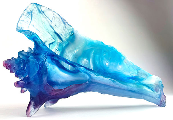 <i>Swept Away Ocean</i>, 2024; 13 x 8 x 6 inches; kiln cast glass