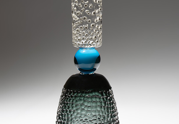 <i>Cobble</i>, 2019; 24.25 x 7 x 7 inches; blown and solid hot assembled glass

