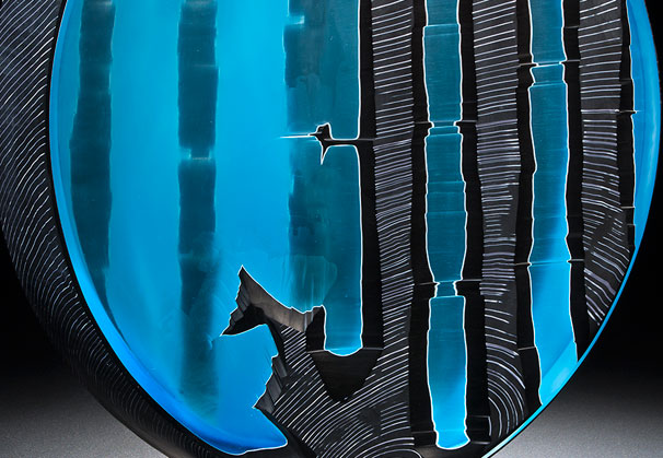 <i>Divided Stripe</i>, 2014; 20 x 16 x 4 inches; blown and wheel-cut glass