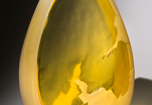 <i>Gold Leaf Coast</i>, 2014; 19 x 12 x 3 inches; blown and wheel-cut glass