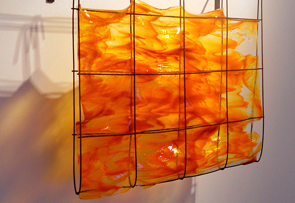 <i>Southern Sunset</i>, 2011; 24 x 25 x 8 inches; slumped glass and metal