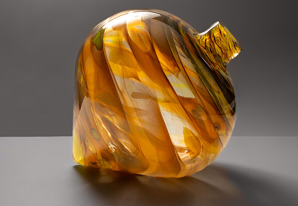 <i>Golden Spinner, A Form in Repose</i>, 2001; 16 x 16 inches; Blown glass. Photo by Richard Kelly
