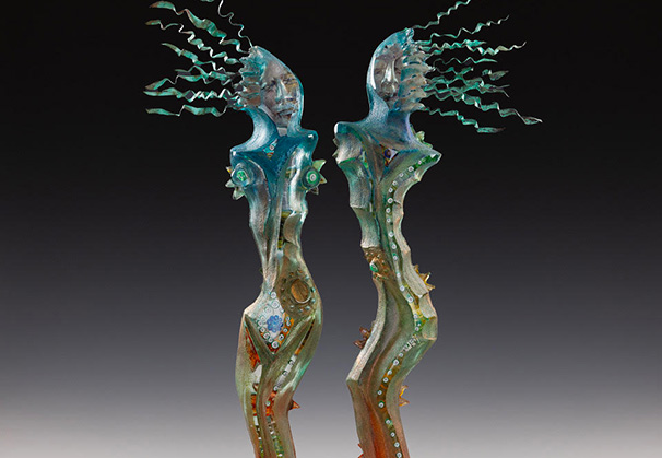 <i>Flirtation</i>, 2023; 41 x 17 inches;  cast glass with inclusions
