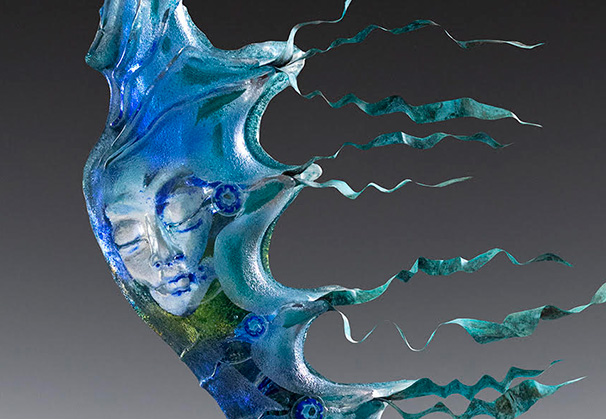 <i>Wind Spirit</i>, 2019; 41 x 24 inches;  cast glass with inclusions
