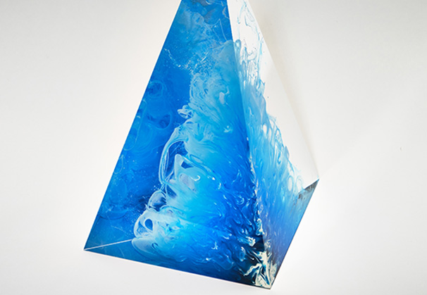 <i>Light Blue Shard</i>, 2024; 34 x 26 x 13 centimeters; cast glass, cut and polished; Photo by Alick Cotterill