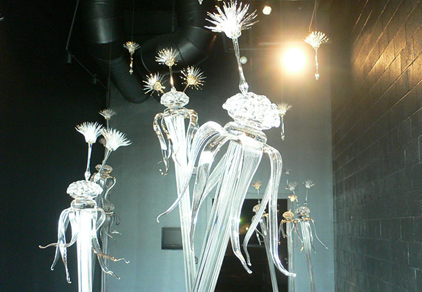 <i>they melt into a dream</i>, 2011; installed dimensions vary; lampworked glass