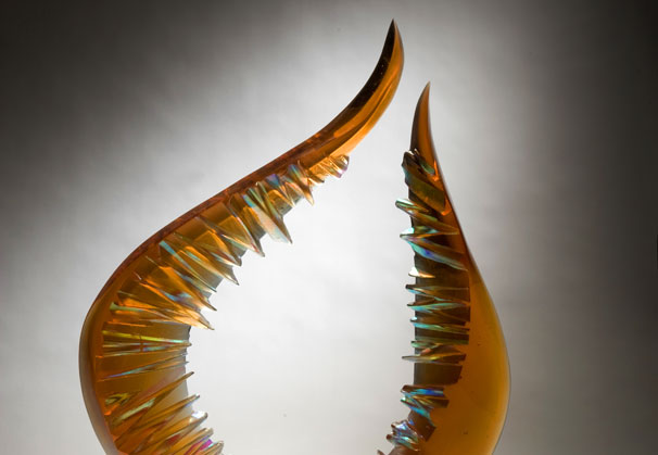 <i>Rhizome VII Lyre</i>, 2012; 27 x 23 x 3 inches; cast glass with dichroic laminations