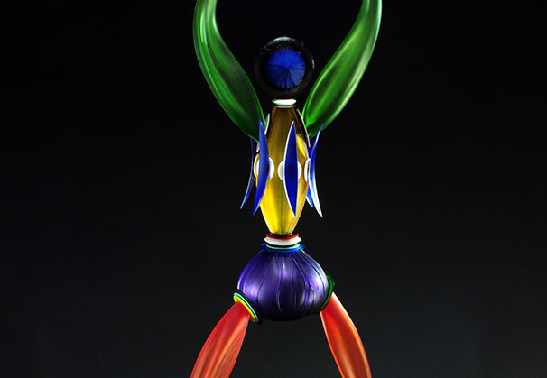 <i>Blue Moon Warrior</i>, 2016; 50 x 16 x 16 inches; blown and carved glass