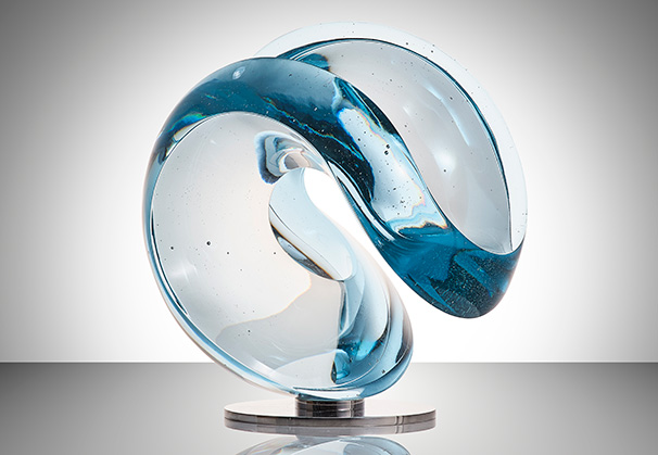 <i>Aqua One Ice</i>, 2017; 44 centimeter diameter; cast, polished glass