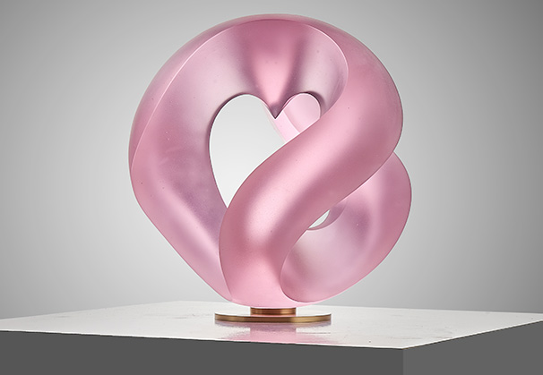 <i>Heart</i>, 2019; 25 centimeter diameter; cast glass, matte