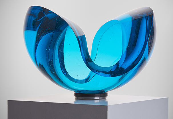 <i>Orange Blue</i>, 2018; 30 x 46 x 36 centimeters; cast, polished glass